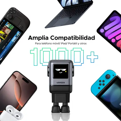 45515B cargador de dispositivo móvil Ordenador portátil, Teléfono móvil, Portátil, Batería portátil, Teléfono Gris Corriente alterna Carga rápida Interior - Imagen 6