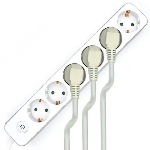 WY13166 base múltiple 1,5 m 6 salidas AC Interior Plata, Blanco - Imagen 2