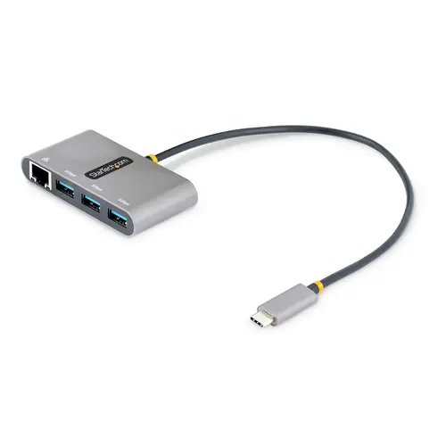 Hub Adaptador USB-C con Ethernet de 3 Puertos USB-A - Red Ethernet Gigabit RJ45 - USB 3.0 5Gbps - Alimentado por el Bus - Cable de 30cm - Ladrón Concentrador USB Tipo C a USB A - Imagen 1
