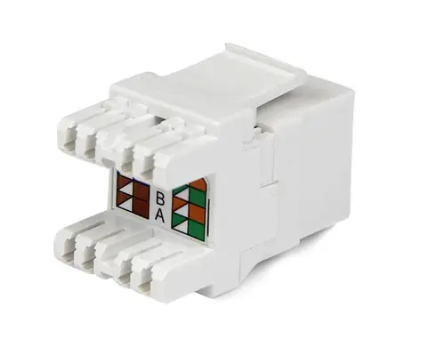 Jack Conector de Pared Módulo Keystone RJ45 Hembra Cat6 de Red 180º - Blanco - Tipo 110 - Imagen 2