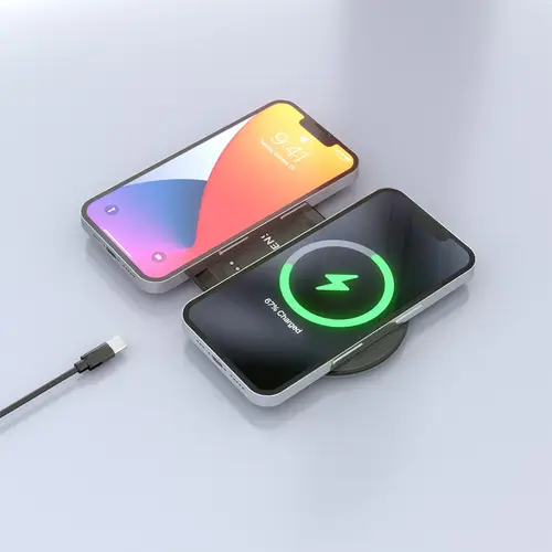 AISENS Cargador Inalambrico USB C 15W 2 en 1 Para Movil Auriculares  Negro - Imagen 7