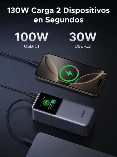 20000mAh 130W Fast Charging Powerbank Litio Gris - Imagen 23