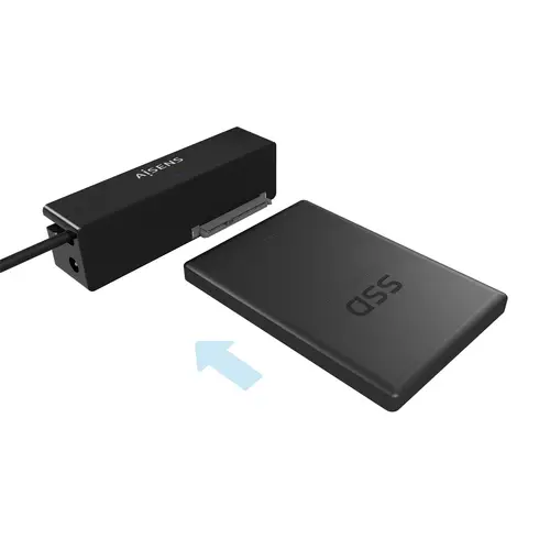 Adaptador ASE-35C02B SATA a USB-C USB 3.0/USB3.1 GEN1 para Discos Duros 2.5" y 3.5" con Alimentador, Negro - Imagen 3