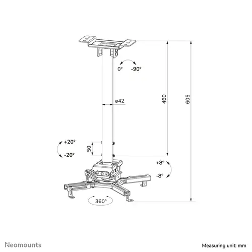 CL25-540BL1 Soporte de techo para proyector - alt. 60,5-90,5 cm - fácil montaje - movimiento completo - Imagen 17