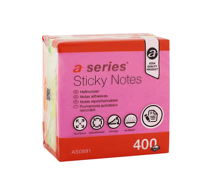 CUBO NOTAS STICKY A-SERIES 400H 75X75MM BRILLIANT