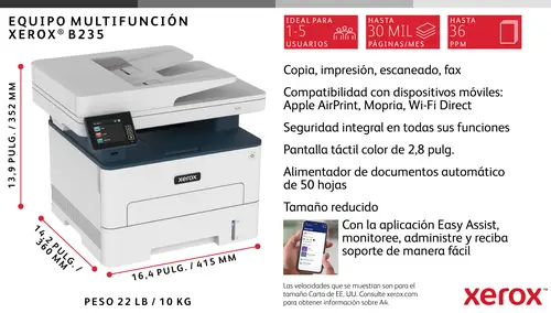 B235 A4 34 ppm Inalámbrica Copia/impresión/escaneado/fax PS3 PCL5e/6 ADF 2 bandejas Total 251 hojas - Imagen 7