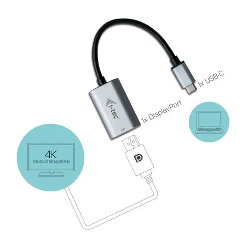 Metal USB-C Display Port Adapter 4K/60Hz - Imagen 3