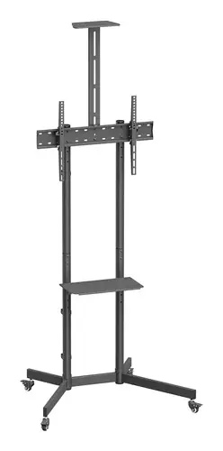 Soporte De Suelo Eco Con Rueda, Bandeja Para DVD Y Soporte De Cámara Para Monitor/TV 45kg De 37-70, Negro - Imagen 1