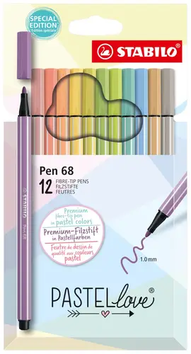 Pen 68 rotulador Medio Beige, Azul, Verde, Verde claro, Naranja, Pastel, Melocotón, Violeta, Amarillo 12 pieza(s) - Imagen 1