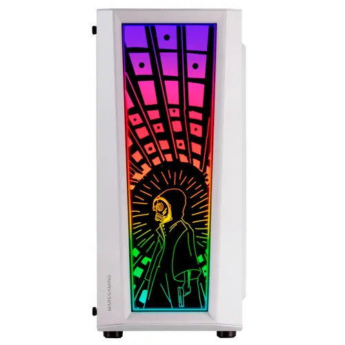 MC-ART Blanco, Caja PC Gaming ATX, Doble Cristal Templado Dibujable, ARGB 12 Modos, Ventilador 12 cm - Imagen 3