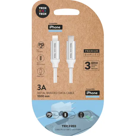 TEC2203 cable de conector Lightning 1 m Blanco