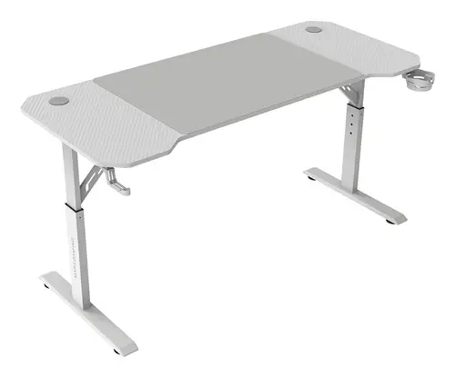 MGD-ERGO140, Mesa Altura Ajustable 3 Posiciones, Superficie Ergonómica, Estructura Metálica, Alfombrilla XXL, Soporte Auriculares + Bebida, Gestión Cableado, Mesa Gaming 140x60cm, Blanco - Imagen 1