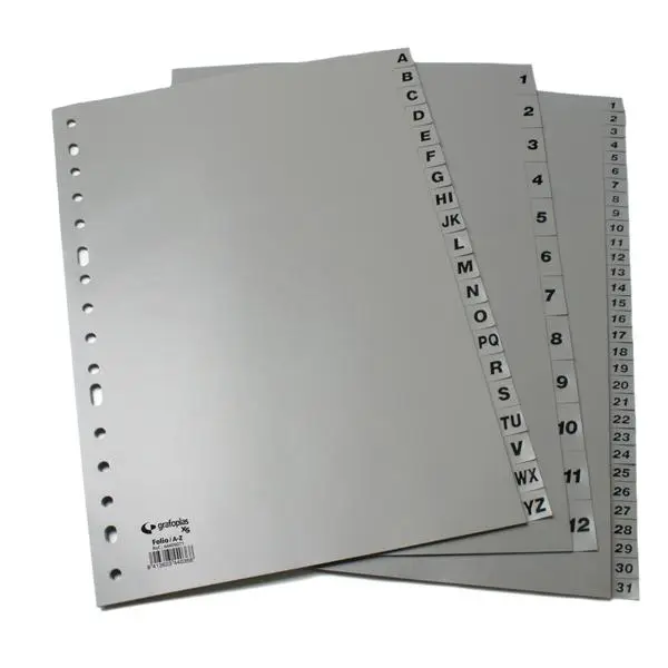 GRAFOPLAS SEPARADORES NUMERICOS 1-31 A4 PP GRIS