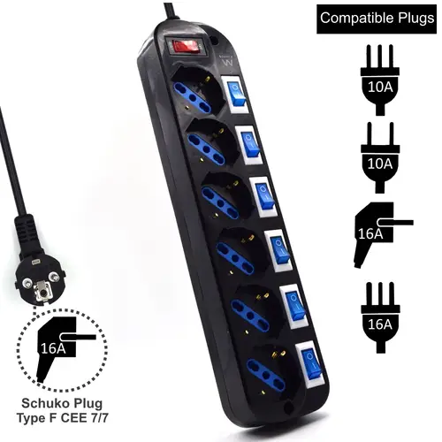 EW3851 limitador de tensión Negro 6 salidas AC 220 V 1,5 m - Imagen 2