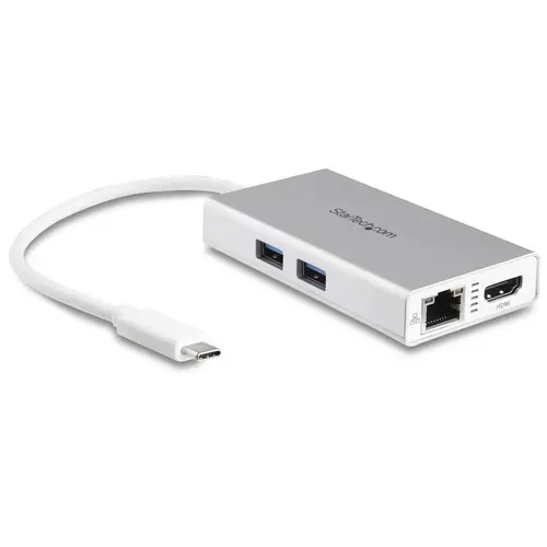 Adaptador Multipuertos USB-C - Docking Station Portátil USB-C 4K HDMI - Entrega de Potencia 60W - GbE - Hub 2x USB-A 3.0- Mini Dock Portátil USB C para Portátiles - Blanco - Imagen 1
