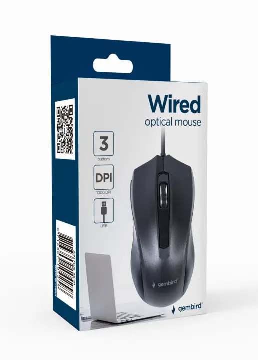 MUS-3B-01 ratón Oficina Ambidextro USB tipo A Óptico 1000 DPI