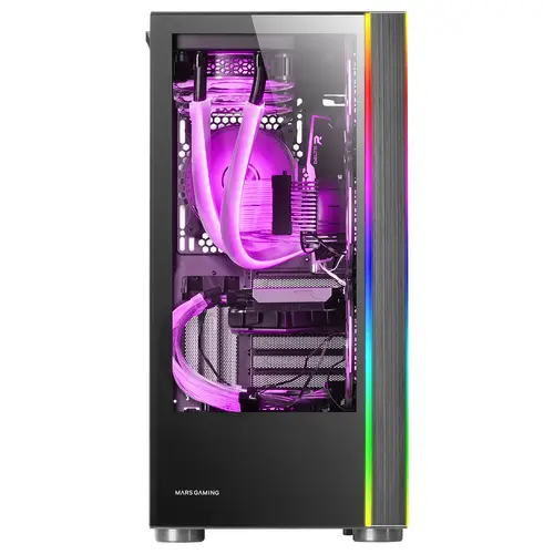 MC-ULTRA, Torre Gaming Custom XXL E-ATX, Doble Tira LED ARGB, Doble Ventana Cristal Templado, Estructura Cámara Dual Vertical, Negro - Imagen 2