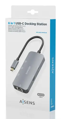 USB-C Dock 6 En 1, USB-C a 1xHDMI, 1xRJ45, 3xUSB-A, 1xUSB-C PD, Gris, 15cm - Imagen 7