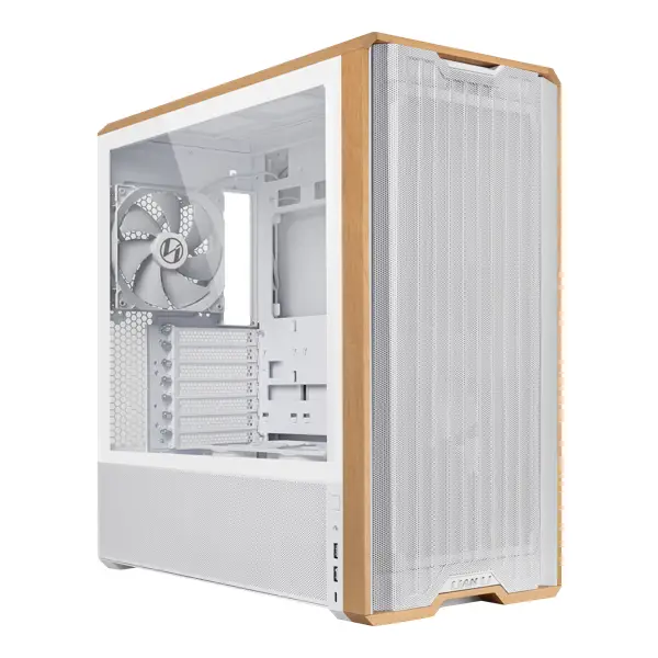 Lancool LAN217W carcasa de ordenador Midi Tower Blanco, Madera