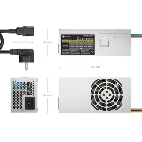 Fuente Alimentacion TFX 500W con Cable de Alimentacion OEM, Plata - Imagen 3