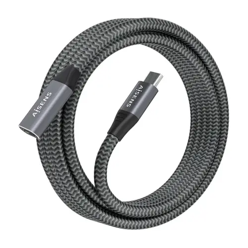 Cable USB 3.2 Gen2x2 Aluminio 20Gbps 8K@30Hz 5A 100W, Tipo USB-C/M-USB-C/H, Gris, 2.0 m - Imagen 2