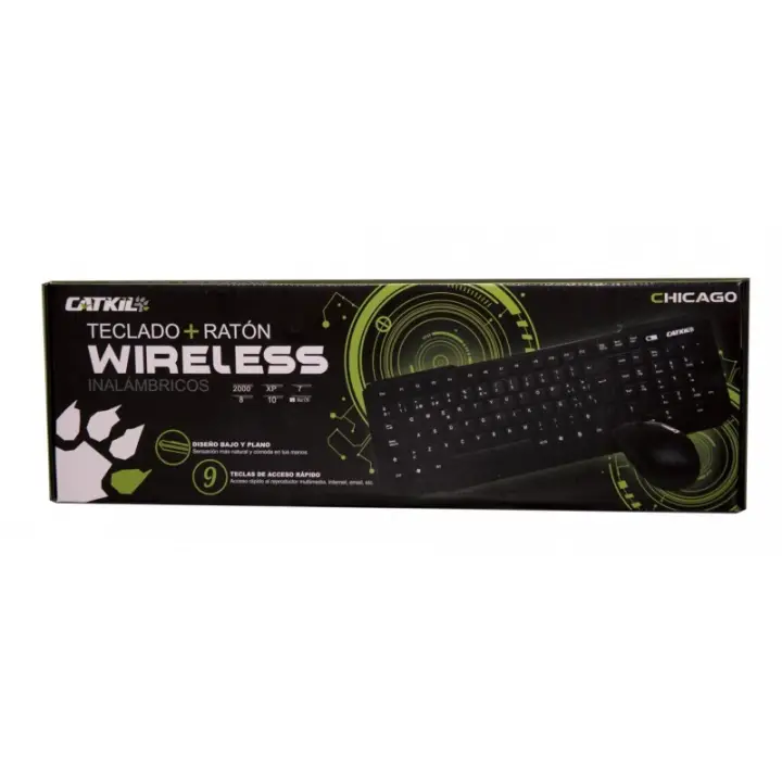 Wireless pack Chicago teclado RF inalámbrico QWERTY Español Negro