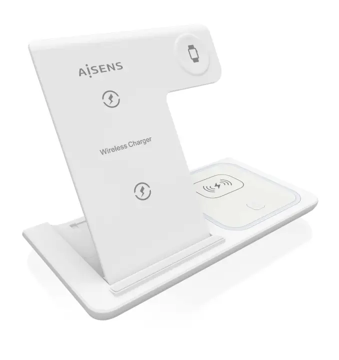 Cargador Inalambrico USB-C 3 En 1 De 15W Para Movil, Apple Watch, Ariculares Con Estuche De Carga, Blanco