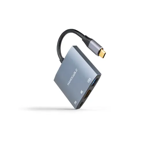 Conversor USB-C a HDMI/USB3.0/USB-C PD, 15 cm, Gris - Imagen 1