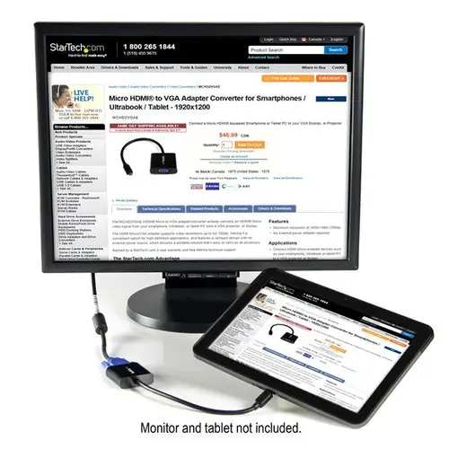 Adaptador Conversor Micro HDMI a VGA para Smartphones / Ultrabooks / Tabletas - 1920x1080 - Imagen 5