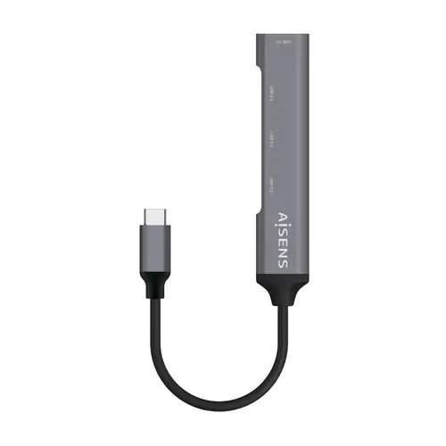 Hub USB 3.1 USB-C, Tipo C/M - 4x Tipo A/H, Gris, 10 cm - Imagen 2