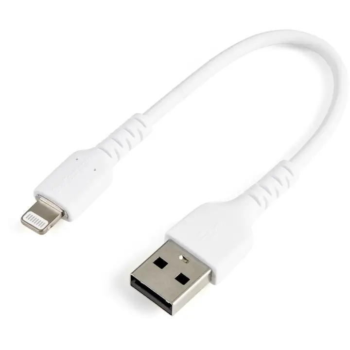 Cable Resistente USB-A a Lightning de 15 cm Blanco - Cable de Sincronización y Carga USB Tipo A a Lightning con Fibra de Aramida Resistente - Certificado MFi de Apple - para iPad/iPhone 12