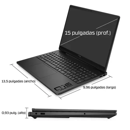 HyperX OMEN 15 inch Gaming Laptop PC 15-gb0014ns AMD Ryzen 7 260 38,9 cm (15.3") 2K 24 GB DDR5-SDRAM NVIDIA GeForce RTX 5060 Wi-Fi 6 (802.11ax) Windows 11 Home AI PC Negro - Imagen 6