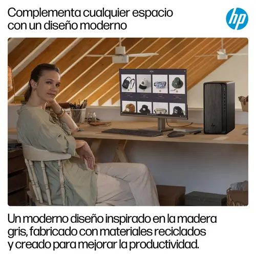 OmniDesk Desktop M02-0025ns PC AMD Ryzen 5 8500G 16 GB DDR5-SDRAM 1 TB SSD Windows 11 Home Torre AI PC Negro, Gris - Imagen 10