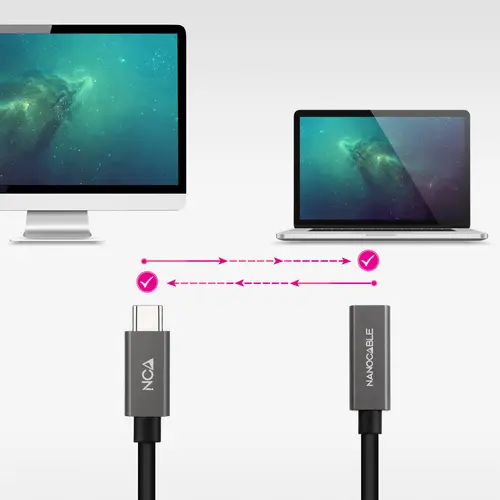 Cable Prolongador USB-C 3.2 Gen2x2 20Gbps 3A, 4K/60Hz, USB-C/M-USB-C/H, Negro, 1 m - Imagen 5