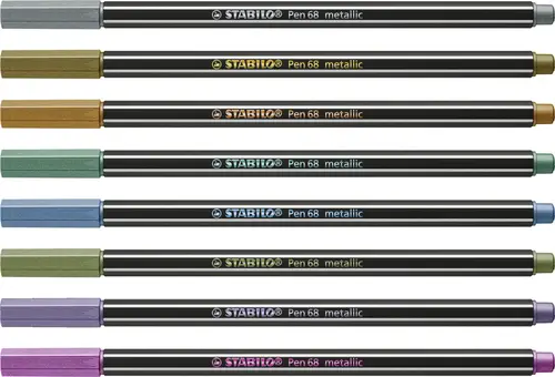 Pen 68 metallic rotulador Medio Cobre, Oro, Azul metálico, Metallic green, Metallic pink, Violeta metalizado, Plata 8 pieza(s) - Imagen 2