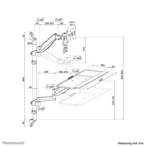 WL90-325BL1 Soporte de pared para puesto de trabajo de pie/sentado 17-32" - resorte de gas - Imagen 16