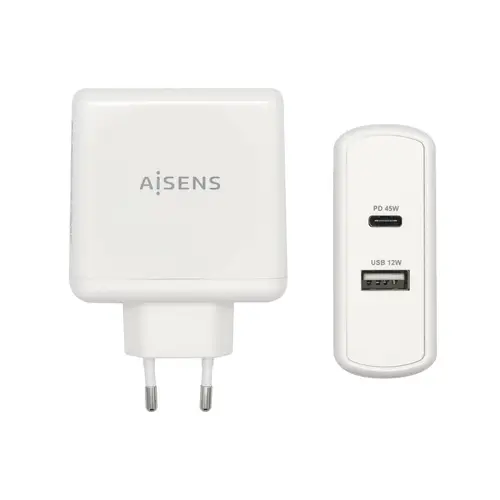 Cargador 57 W, 1x USB-C PD3.0 45 W, 1x USB-A 5 V / 2.4 A 12 W, Blanco - Imagen 1