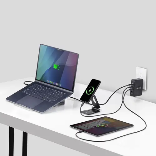 Cargador USB-C/USB-A de Pared GaN PD de 140W - 3x USB-C/1x USB-A - Cargador Internacional para Portátil MacBook/Dell XPS/Inspiron - Cargador USB Tipo C PD 3.1 - Imagen 9