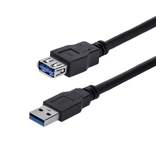 Cable 1m Extensión Alargador USB 3.0 SuperSpeed - Macho a Hembra USB A - Extensor - Negro - Imagen 1