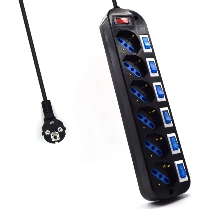 EW3851 limitador de tensión Negro 6 salidas AC 220 V 1,5 m