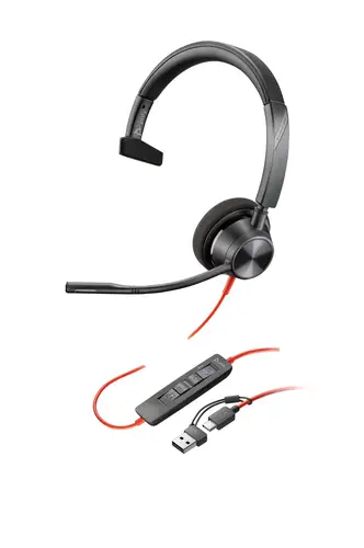 Auriculares monoaurales Blackwire 3310 con certificación Microsoft Teams USB-C + Adaptador USB-C/A - Imagen 4