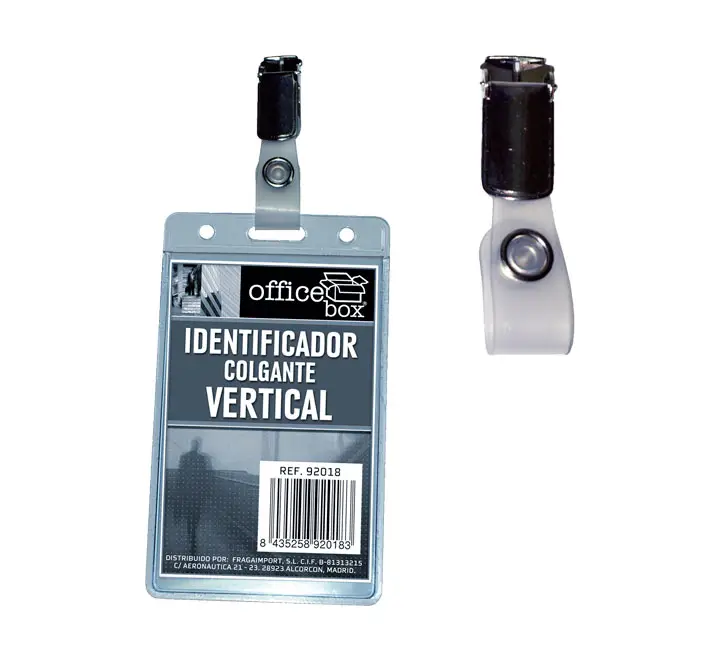IDENT. VERTICAL C/PINZA OFFICE BOX TRANSP. 92019 - Pack de 10 uni..