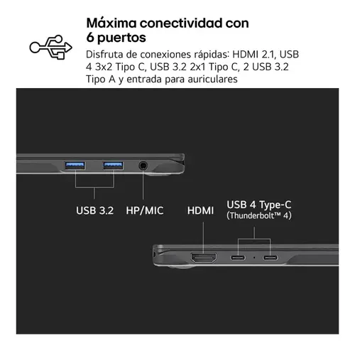 Gram 14Z90T Intel Core Ultra 7 255H Portátil 35,6 cm (14") WUXGA 32 GB LPDDR5x-SDRAM 1 TB SSD Wi-Fi 6E (802.11ax) Windows 11 Pro Español Negro - Imagen 10