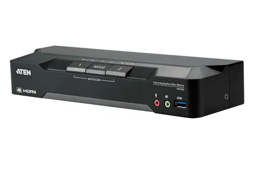 Matriz de vídeo en formato compacto KVM DisplayPort 4K dual display de 2 puertos con Boundless Switching - Imagen 1