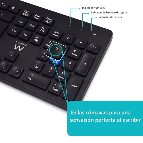 EW3256 teclado Ratón incluido Universal RF inalámbrico QWERTY Español Negro - Imagen 3