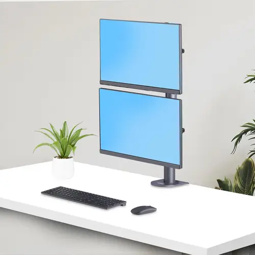 Soporte de Sobremesa para Dos Monitores Apilados Verticalmente de 49" 16:9 o 32:9 - Capacidad de Carga de 32kg - de Mordaza en C - Soporte VESA para 2 Monitores - TAA - Imagen 9
