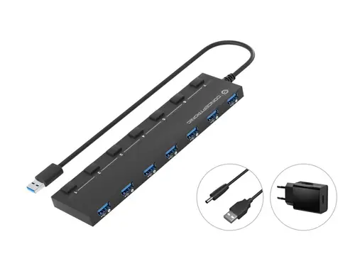 HUBBIES19BP hub de interfaz USB 3.2 Gen 1 (3.1 Gen 1) Type-A 5000 Mbit/s Negro - Imagen 1