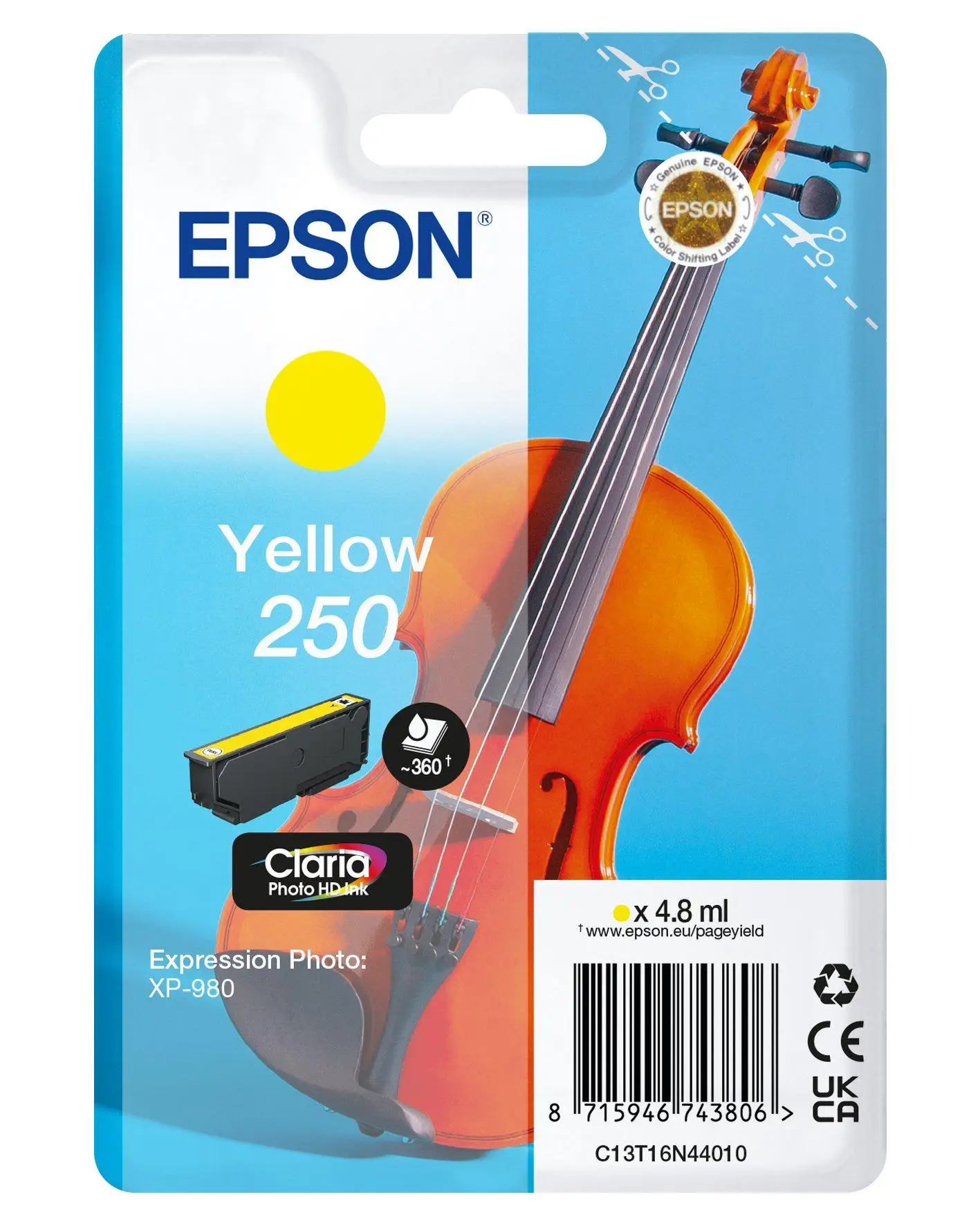 250 Violin Claria Photo HD cartucho de tinta 1 pieza(s) Original Amarillo