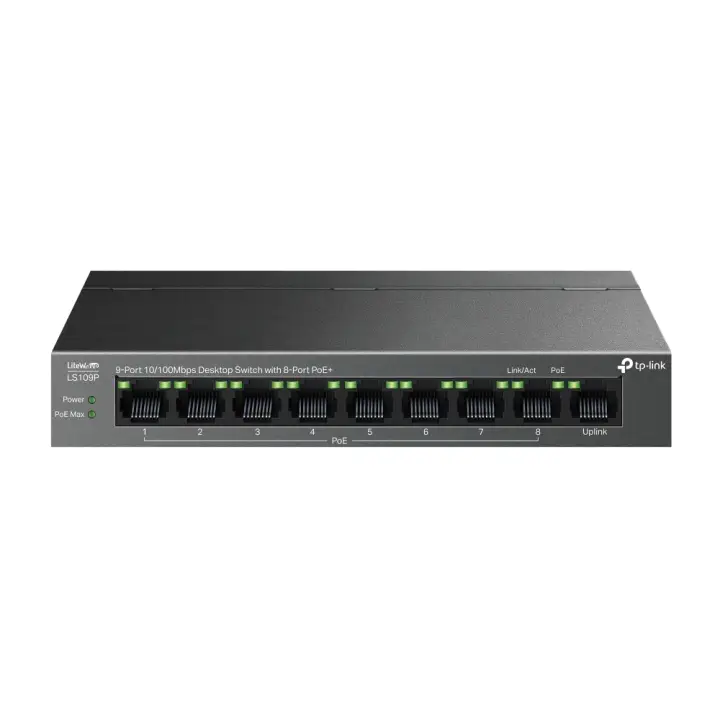 LiteWave LS109P switch No administrado Fast Ethernet (10/100) Energía sobre Ethernet (PoE) Negro