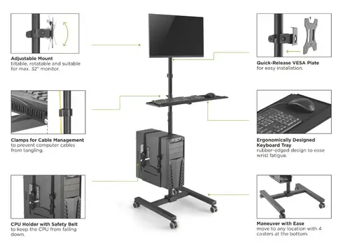 Estación de trabajo móvil con un solo monitor de 17"-32 - Imagen 14